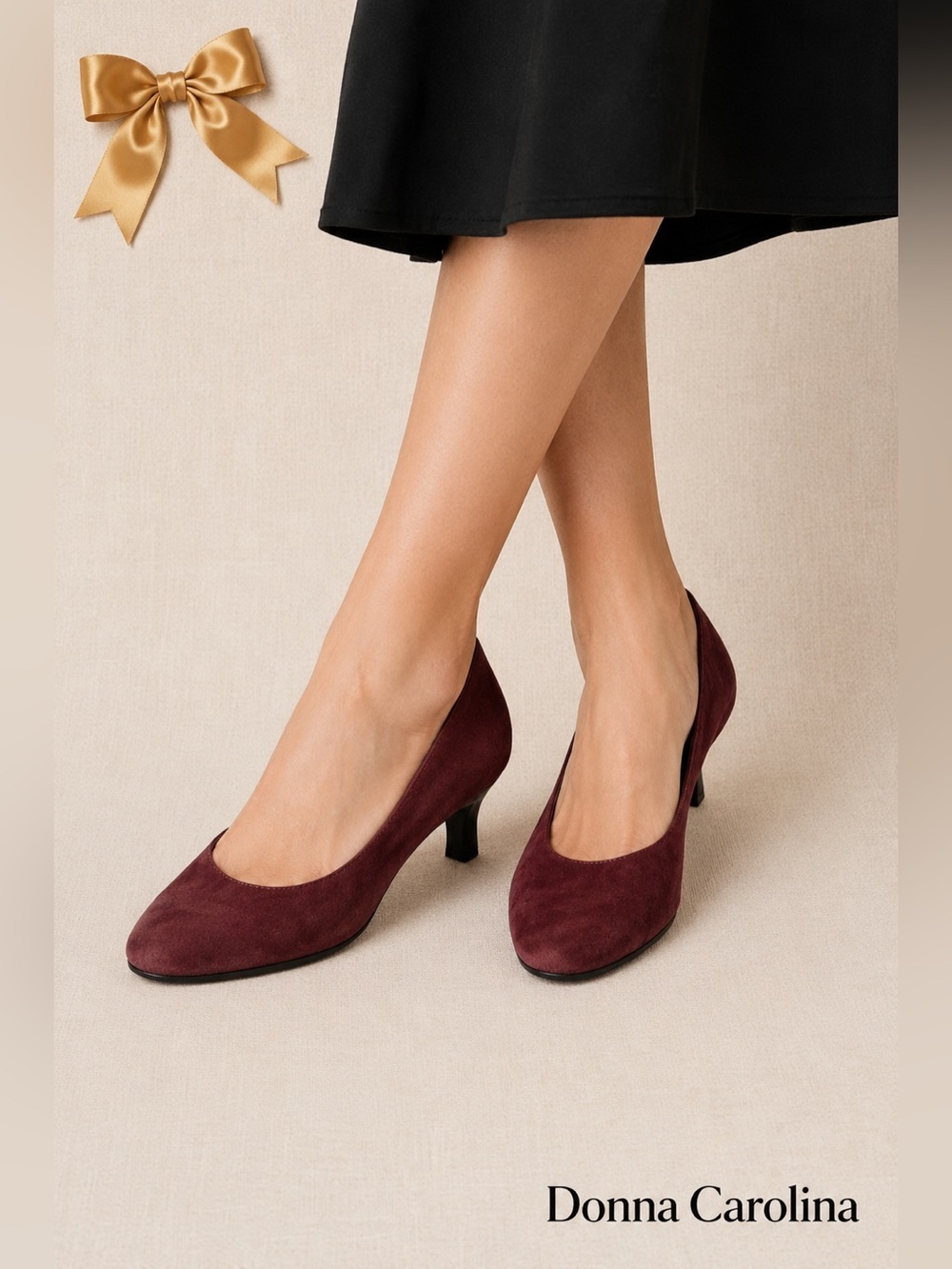Donna Carolina Burgundy Suede Pumps Made In Italy Size EU41, US10-10.5